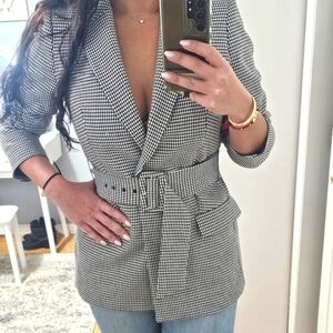 Express Plaid belted blazer